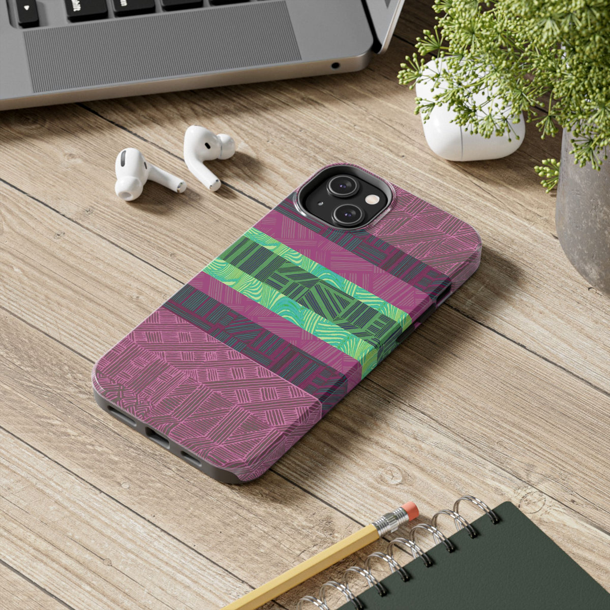 Fractyl Glossy Protective iPhone 18 Pro Max Case – Geometric Teal Shockproof Design