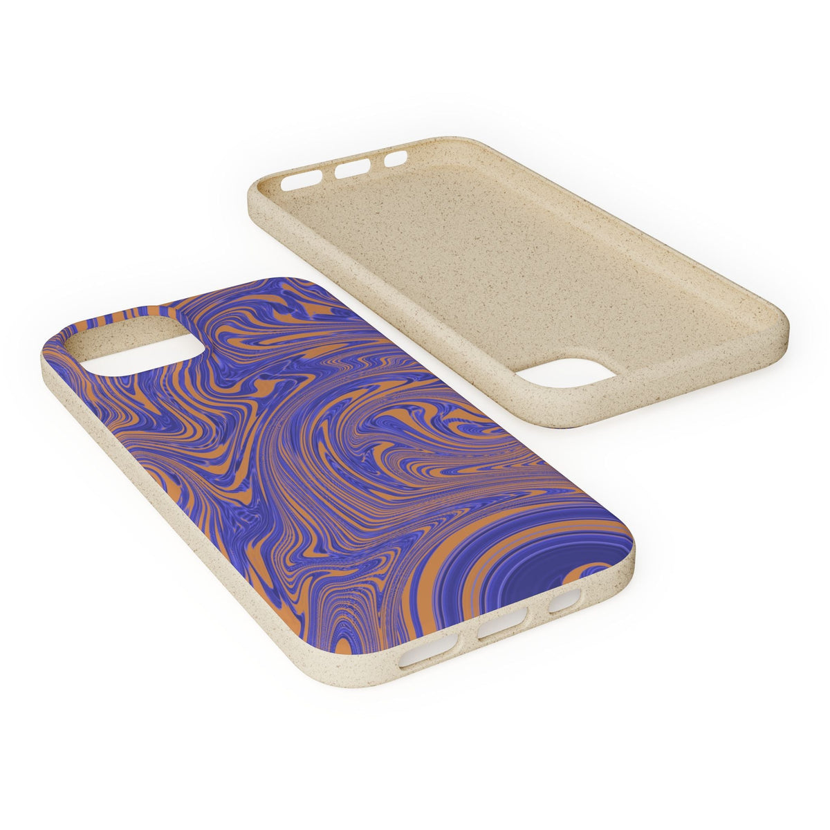 Biodegradable Marble Swirl Phone Case — Purple & Orange Eco-Friendly Protective Cover with side button access; protective biodegradable case _CASETiFY5 alternative.