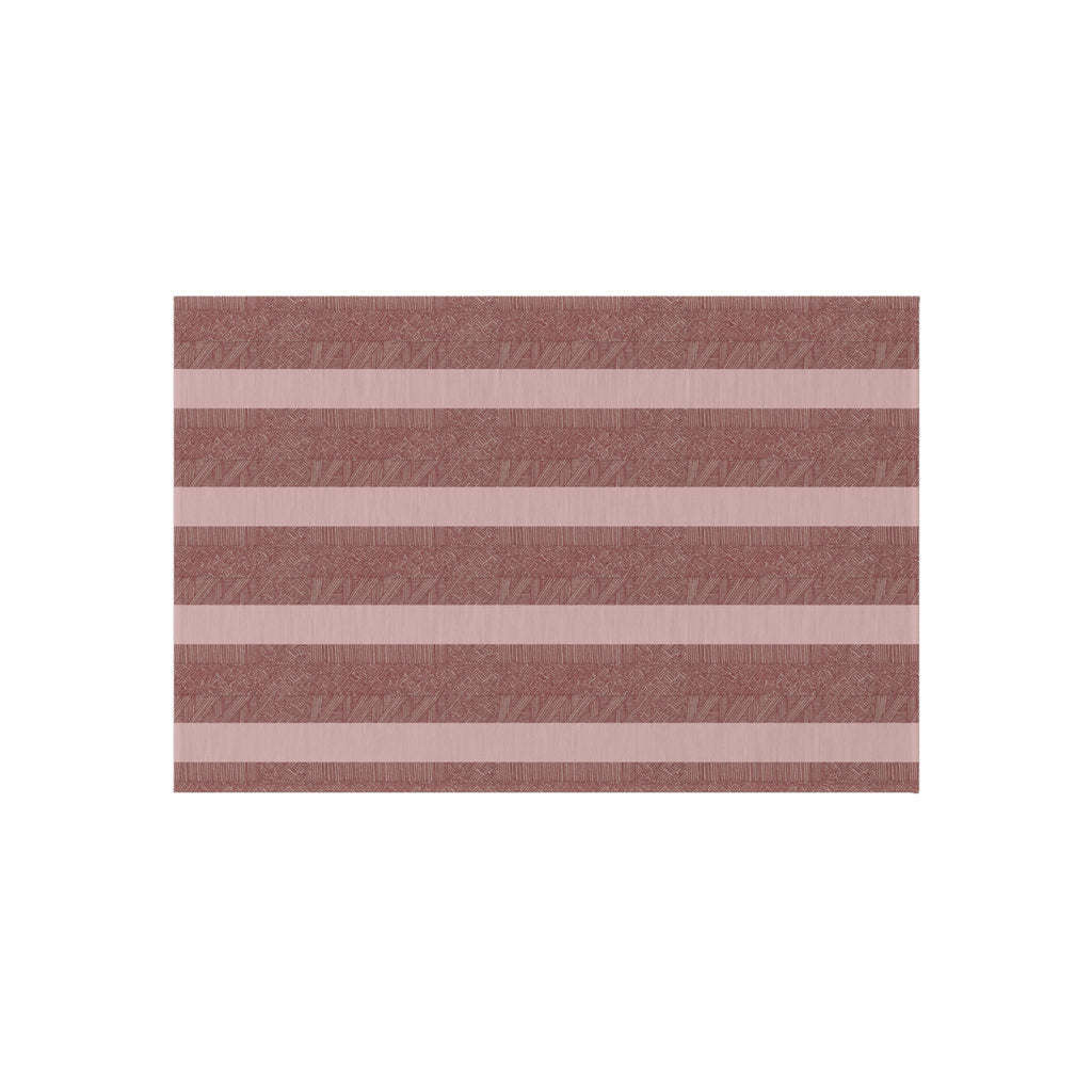Striped Outdoor Rug — Durable Patio Mat in Rose & Slate