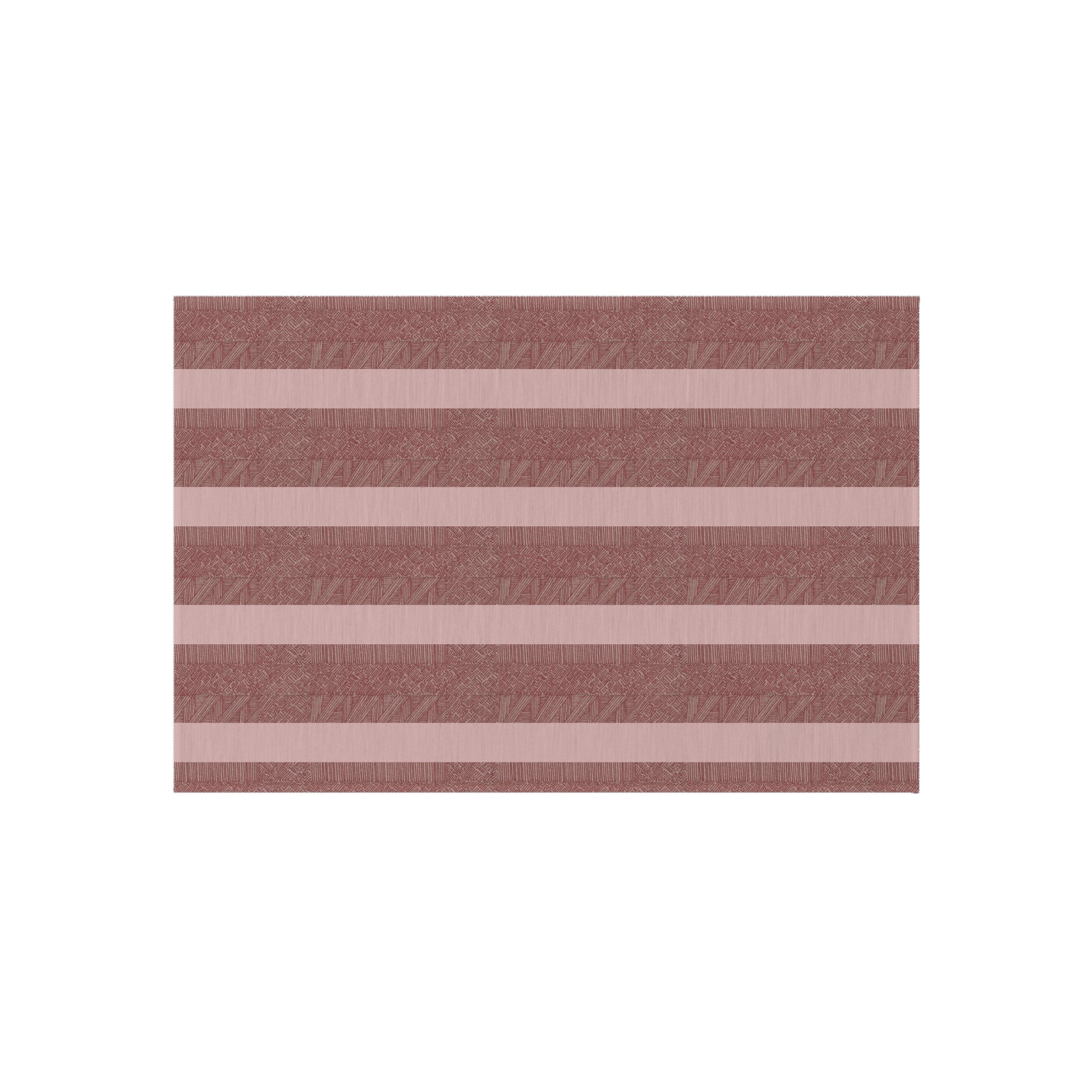 Striped Outdoor Rug — Durable Patio Mat in Rose & Slate