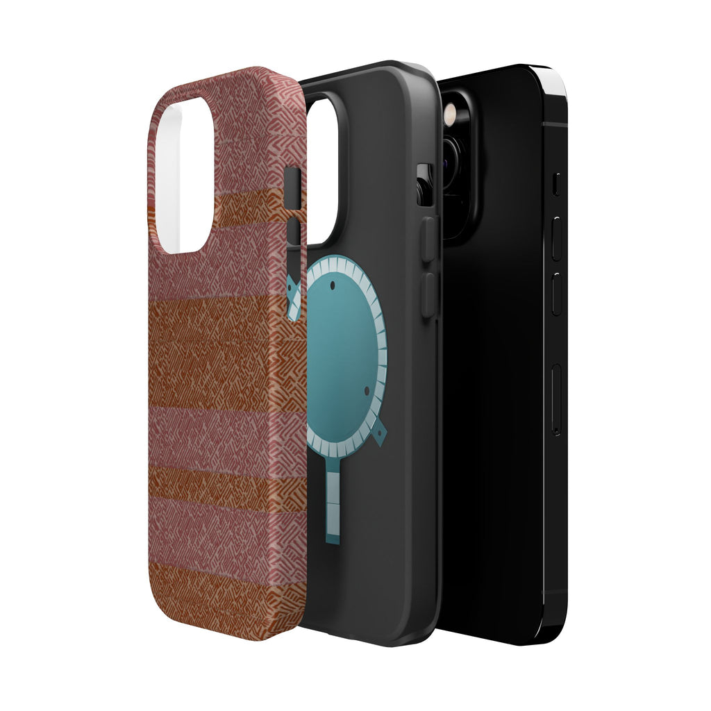 Striped Leather-Texture Magnetic Phone Case — Impact-Resistant iPhone Cover, magnetic wireless charging iphone 18 pro max case design