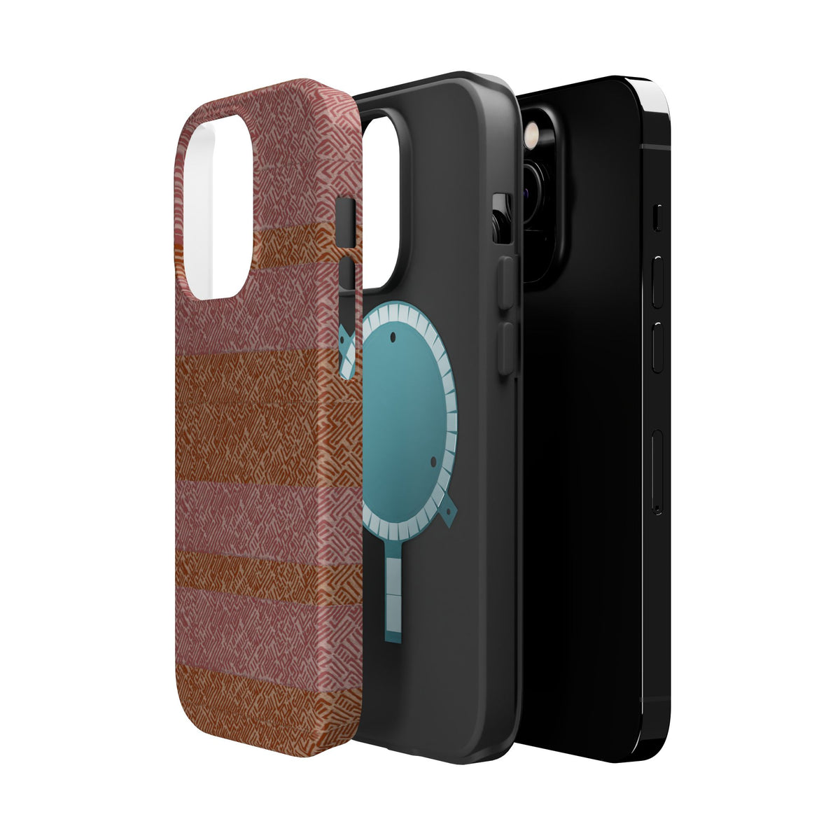 Striped Leather-Texture Magnetic Phone Case — Impact-Resistant iPhone Cover, magnetic wireless charging iphone 18 pro max case design