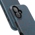Impact Resistant iPhone 17 Case, Teal Geometric MagSafe Dual-Layer Protection