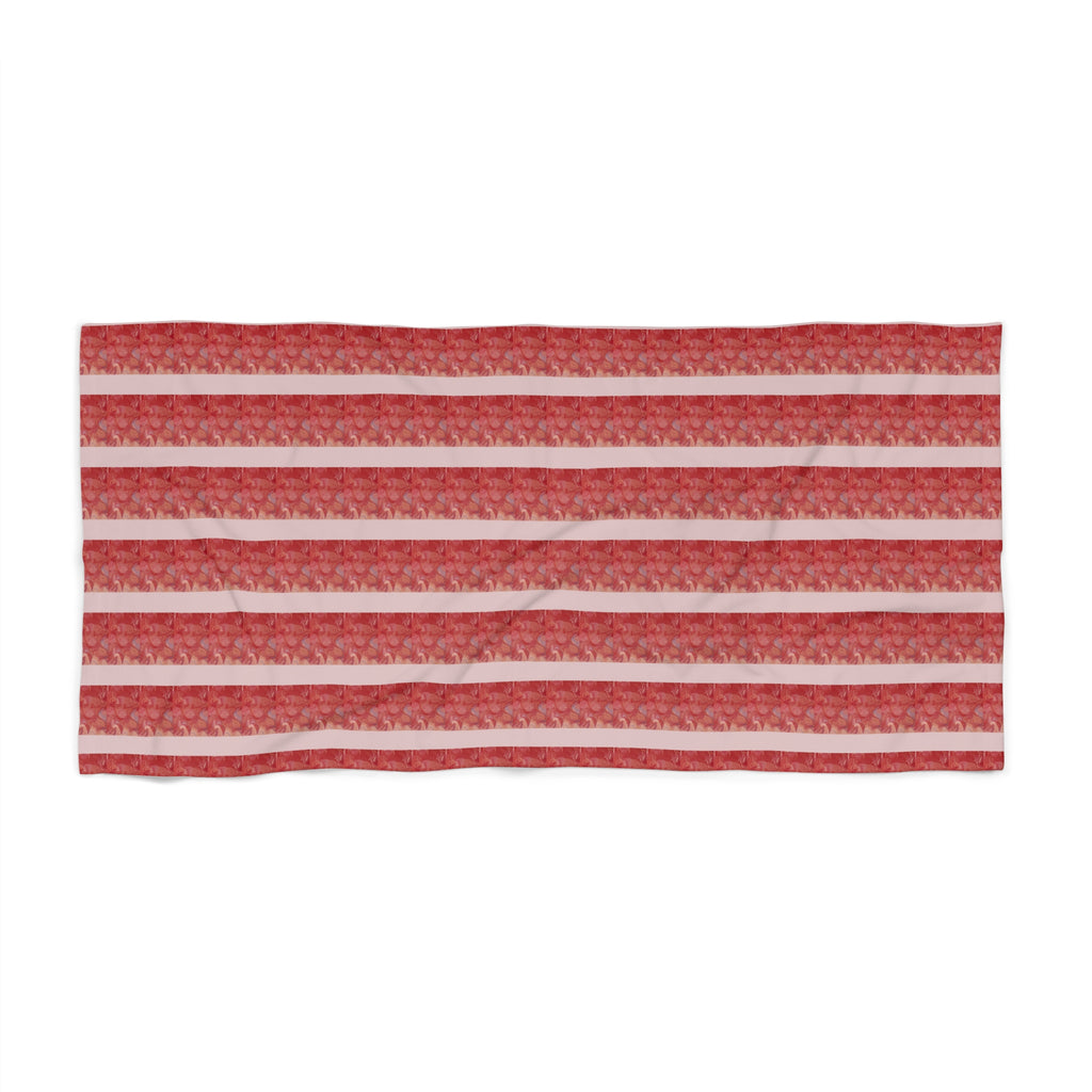 Striped Red Beach Towel — Retro Nautical Summer Towel
