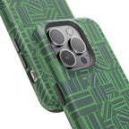 Green Dual Layer iPhone 17 Pro Phone Case, Geometric MagSafe 2-Layer Impact Protection