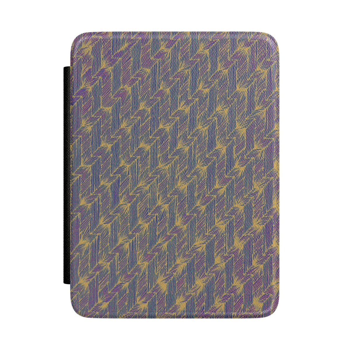 Abstract Herringbone Kindle Case — Purple & Gold Patterned E-Reader Cover showcasing a unique textured design. This slim kindle cover design is a perfect book lover gift, ideal for commuters and avid readers, providing protection for your e-reader. A stylish ebook cover that's great for everyday carry or as a holiday gift, featuring a beautiful purple and gold case that doubles as a reader sleeve and reading accessory. Perfect for travel, this tablet cover is both functional and fashionable.