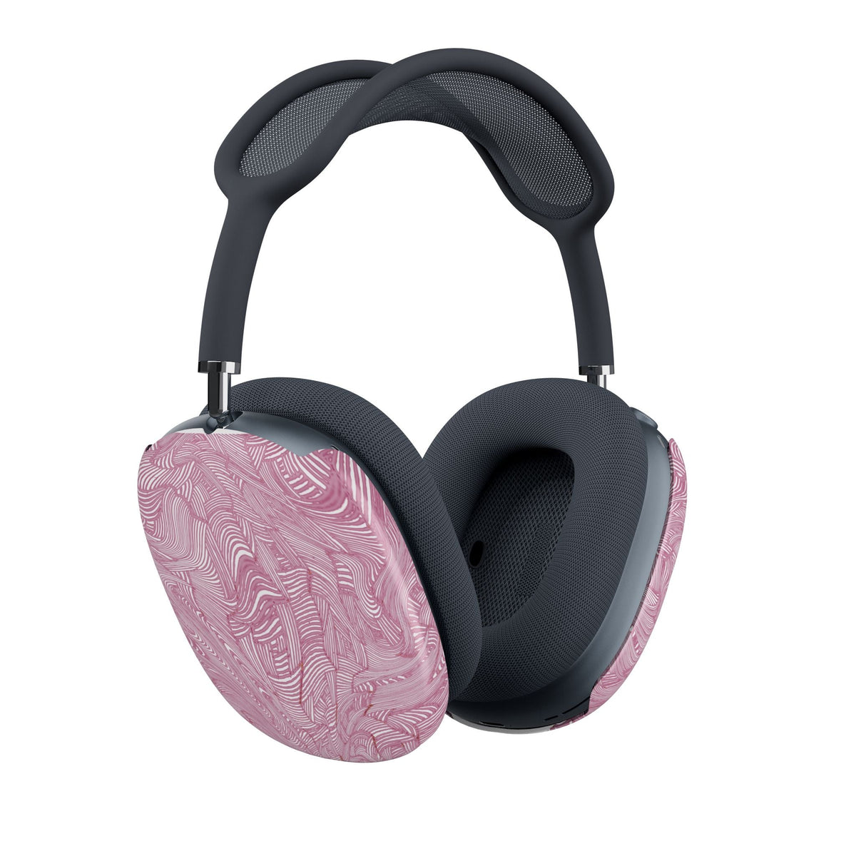 Stylish AirPods Max Shell Case by Printify featuring a pink marble swirl design, providing protective ear cup covers with a lightweight polycarbonate build.