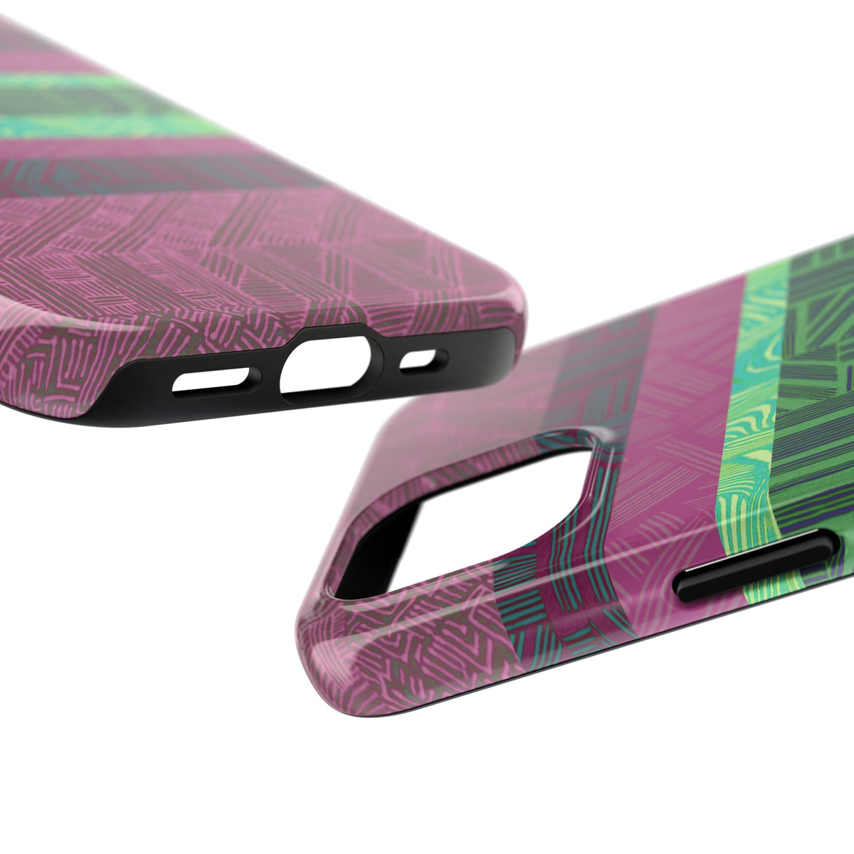 Fractyl Glossy Protective iPhone 18 Pro Max Case – Geometric Teal Shockproof Design