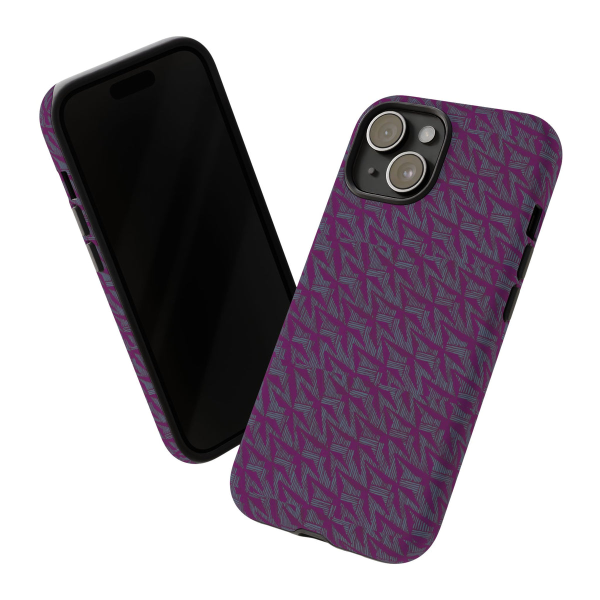 Shockproof Iphone 17 Pro Cover, Purple Geometric Dual-Layer TPU Case, UV-Protected