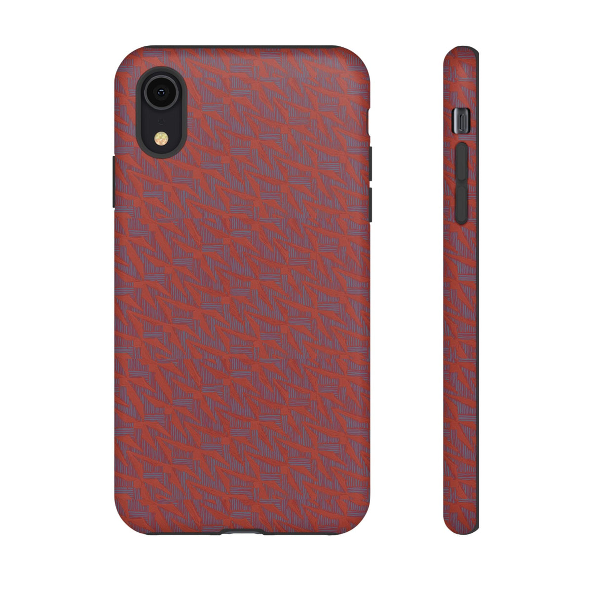 Red Pebble Texture Tough Phone Case — Rugged Shockproof iPhone Cover, wireless charging iphone 17 promax case showing camera protection and side controls