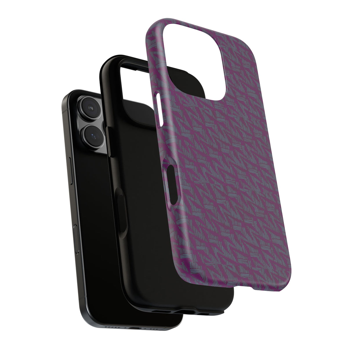 Shockproof Iphone 17 Pro Cover, Purple Geometric Dual-Layer TPU Case, UV-Protected