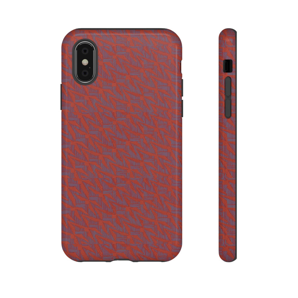 Red Pebble Texture Tough Phone Case — Rugged Shockproof iPhone Cover, wireless charging iphone 17 promax case with slim protective profile