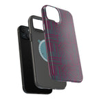 Slim Protective iPhone 16 ProMax Case With MagSafe, Dual-Layer Plum Geometric Design