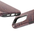MagSafe Impact Resistant Phone Case - Geometric Brown Pattern, Dual-Layer Protection, geometric case with open camera cutout; impact resistant iphone 17 pro max case