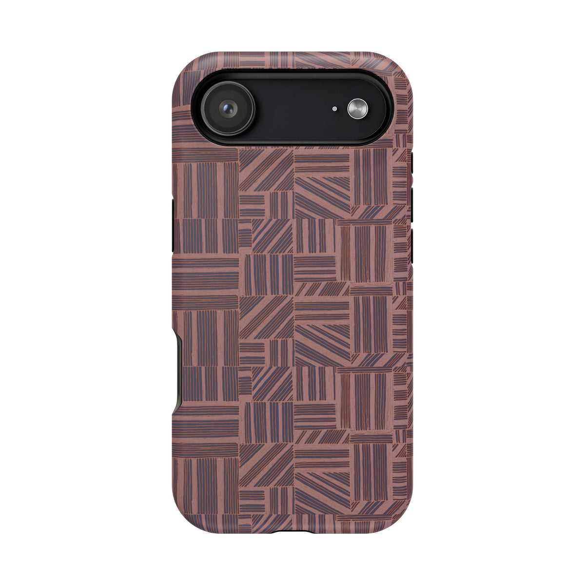 MagSafe Impact Resistant Phone Case - Geometric Brown Pattern, Dual-Layer Protection, clean front-facing product view; impact resistant iphone 17 pro max case