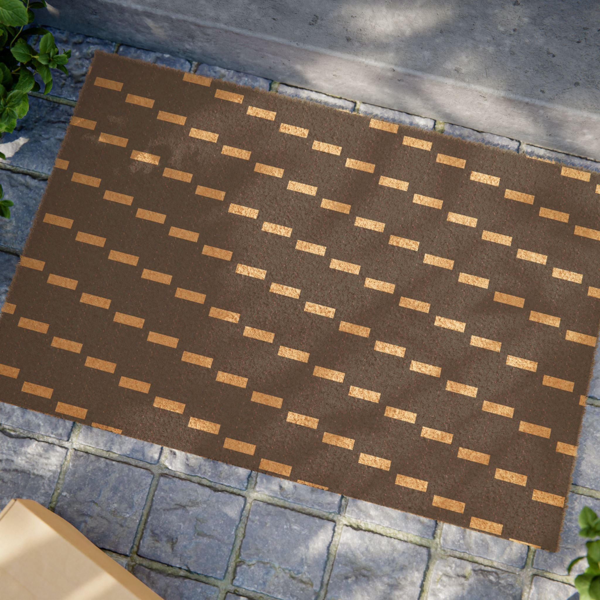 Striped Coco Coir Doormat — Durable Non-Slip Entry Mat