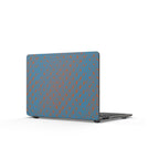 Close-up of the Blue Raindrop Matte MacBook Case by Printify displays its distinctive waterproof laptop decal design. This blue macbook cover, with its matte finish, is perfect for everyday carry and makes a fantastic birthday gift for her. Ideal as an office accessory, tech accessory, or even a teacher gift, it suits students and anyone working from home.