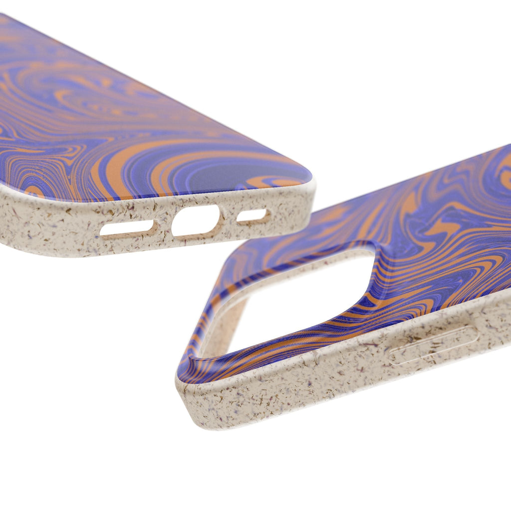 Biodegradable iPhone 17 Case – Purple Orange Marble Swirl Eco-Friendly Protection