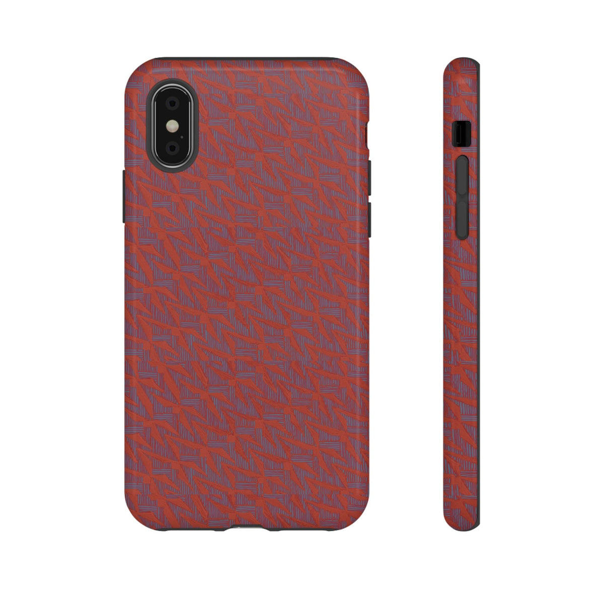 Red Pebble Texture Tough Phone Case — Rugged Shockproof iPhone Cover, wireless charging iphone 17 promax case for vertical dual-camera phone
