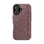 MagSafe Impact Resistant Phone Case - Geometric Brown Pattern, Dual-Layer Protection, triple-camera phone cover; impact resistant iphone 17 pro max case