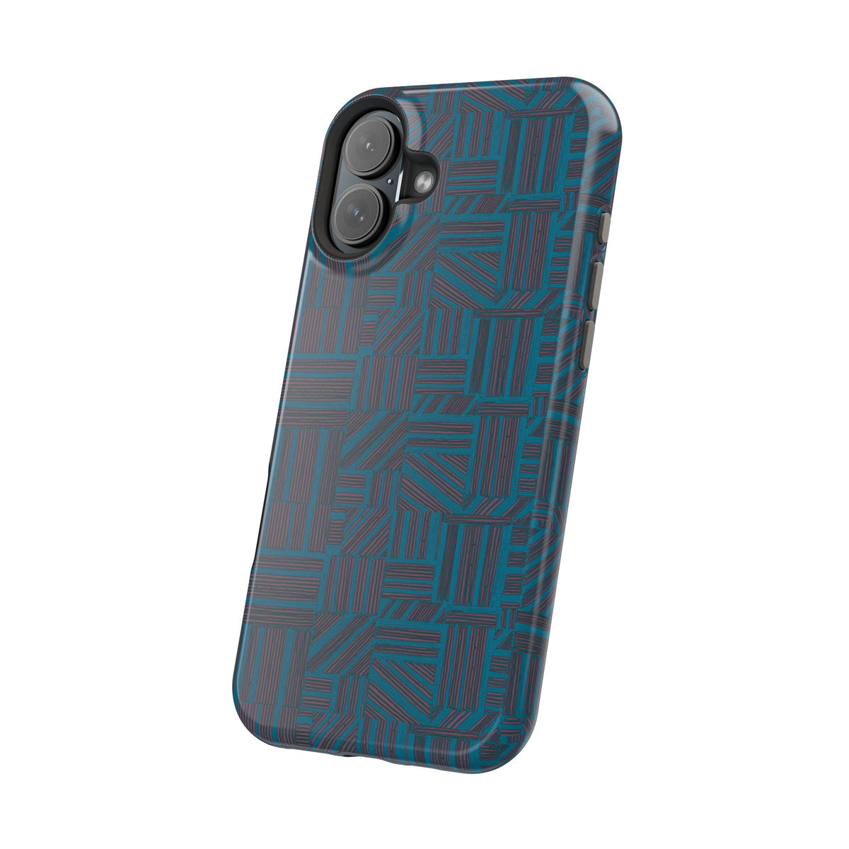 Impact Resistant iPhone 17 Case, Teal Geometric MagSafe Dual-Layer Protection