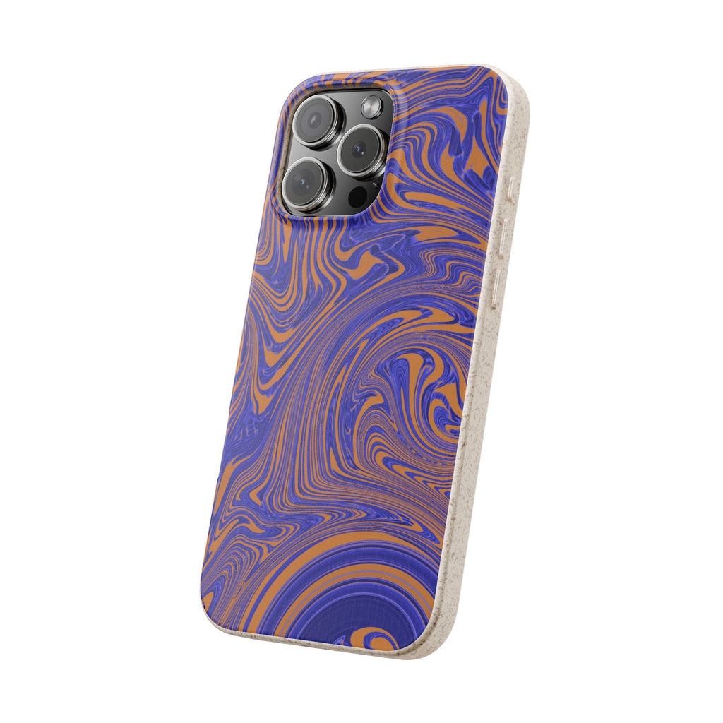 Biodegradable iPhone 17 Case – Purple Orange Marble Swirl Eco-Friendly Protection