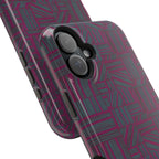 Slim Protective iPhone 16 ProMax Case With MagSafe, Dual-Layer Plum Geometric Design