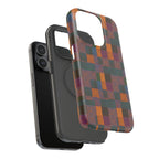 Impact-Resistant Phone Case — Retro Checkerboard Pattern, Fractyl wireless charging iphone 18 pro case highlighting its colorful retro grid and durable smartphone fit.