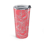 20oz Coral Marble Tumbler highlighting its double-wall stainless steel construction with a playful swirl pattern for on-the-go sipping.