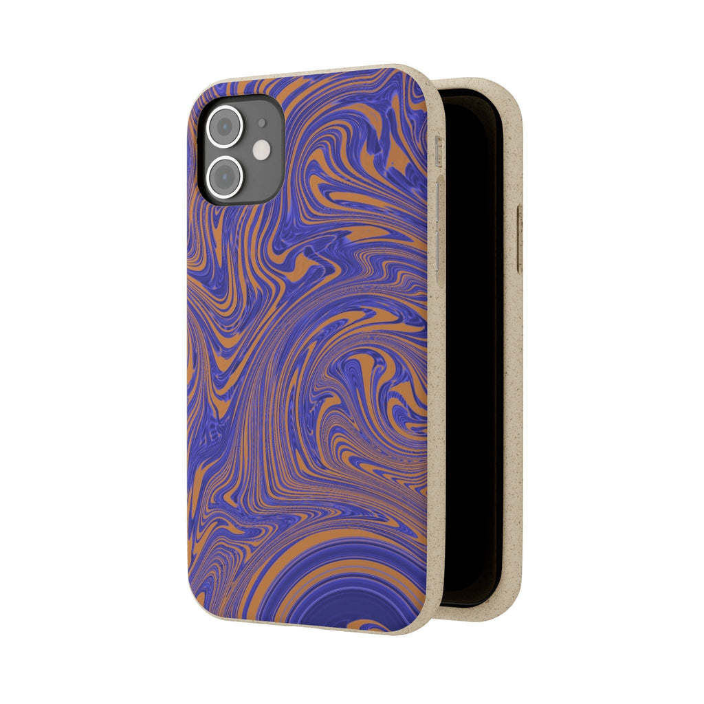 Biodegradable iPhone 17 Case – Purple Orange Marble Swirl Eco-Friendly Protection