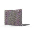 Iridescent Houndstooth Matte MacBook Case — Purple Gold Patterned Laptop Cover highlighted as a slim laptop protective case. Great for artists, this design is an excellent back to school accessory, perfect for those who prefer a boho MacBook aesthetic. Ideal for everyday carry and a fantastic gift for students, this laptop cover provides robust MacBook protection. The elegant matte texture brings a pastel flair to purple laptops, making it a stylish addition for work from home.