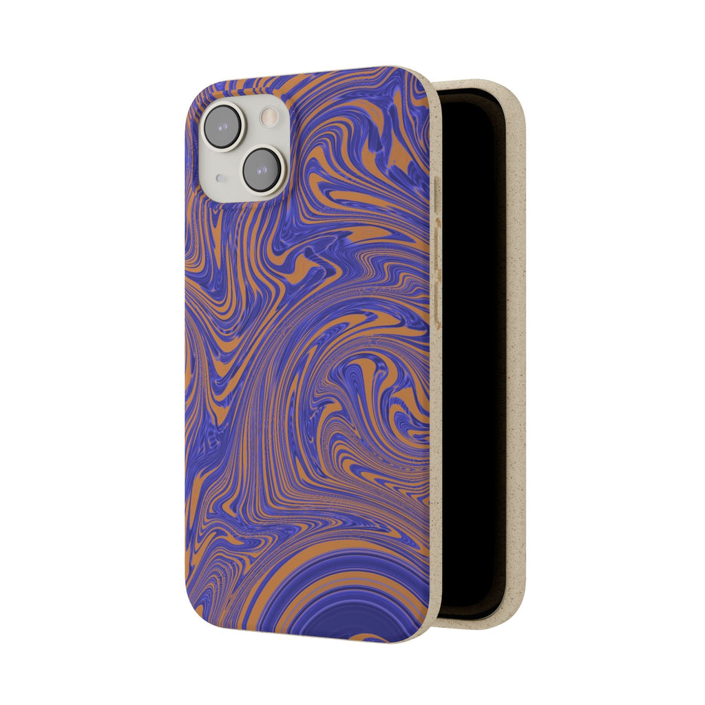 Biodegradable Marble Swirl Phone Case — Purple & Orange Eco-Friendly Protective Cover with a natural biodegradable case frame; protective biodegradable case _CASETiFY5 alternative.
