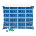 Stylish Blue Grid Plush Pet Bed by Printify — a cozy and waterproof dog bed designed for comfort, featuring a bright blue grid pattern and soft coral fleece top.