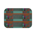 Teal Patchwork Geometric Bath Mat — Modern Tribal Tile Bathroom Rug