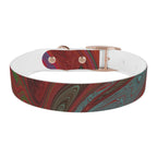 Side view of the black buckle on the Marbled Swirl Dog Collar — Red & Teal Abstract Pet Collar, demonstrating its stylish hypoallergenic dog collar options.