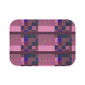 Pink Plaid Bath Mat — Geometric Patchwork Bathroom Rug