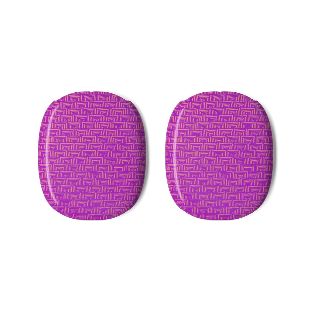 AirPods Max Protective Ear Cup Covers - Textured Purple Polycarbonate Snap-On Shells displayed as a matching pair, featuring lightweight protective AirPods Max 2 ear cup covers with a vivid geometric pattern.
