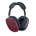 AirPods Max Shell Case featuring a vibrant retro woodgrain pattern in purple and orange. Stylish vintage style earcup shells by Printify, enhancing headphone aesthetics.