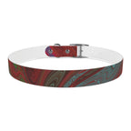 Rose gold buckle displayed on the Marbled Swirl Dog Collar — Red & Teal Abstract Pet Collar, highlighting its stylish hypoallergenic dog collar options.
