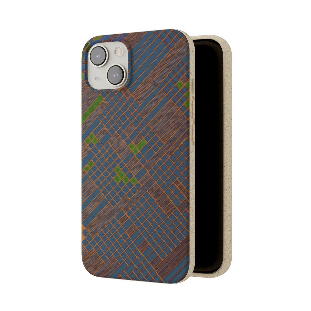 Biodegradable Phone Case — Earthy Geometric Plaid Eco-Friendly Cover, eco friendly phone case product image