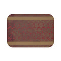 Rustic Red Houndstooth Bath Mat with Tan Border — Cozy Vintage Bathroom Rug