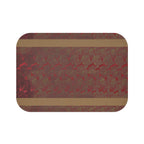 Rustic Red Houndstooth Bath Mat with Tan Border — Cozy Vintage Bathroom Rug