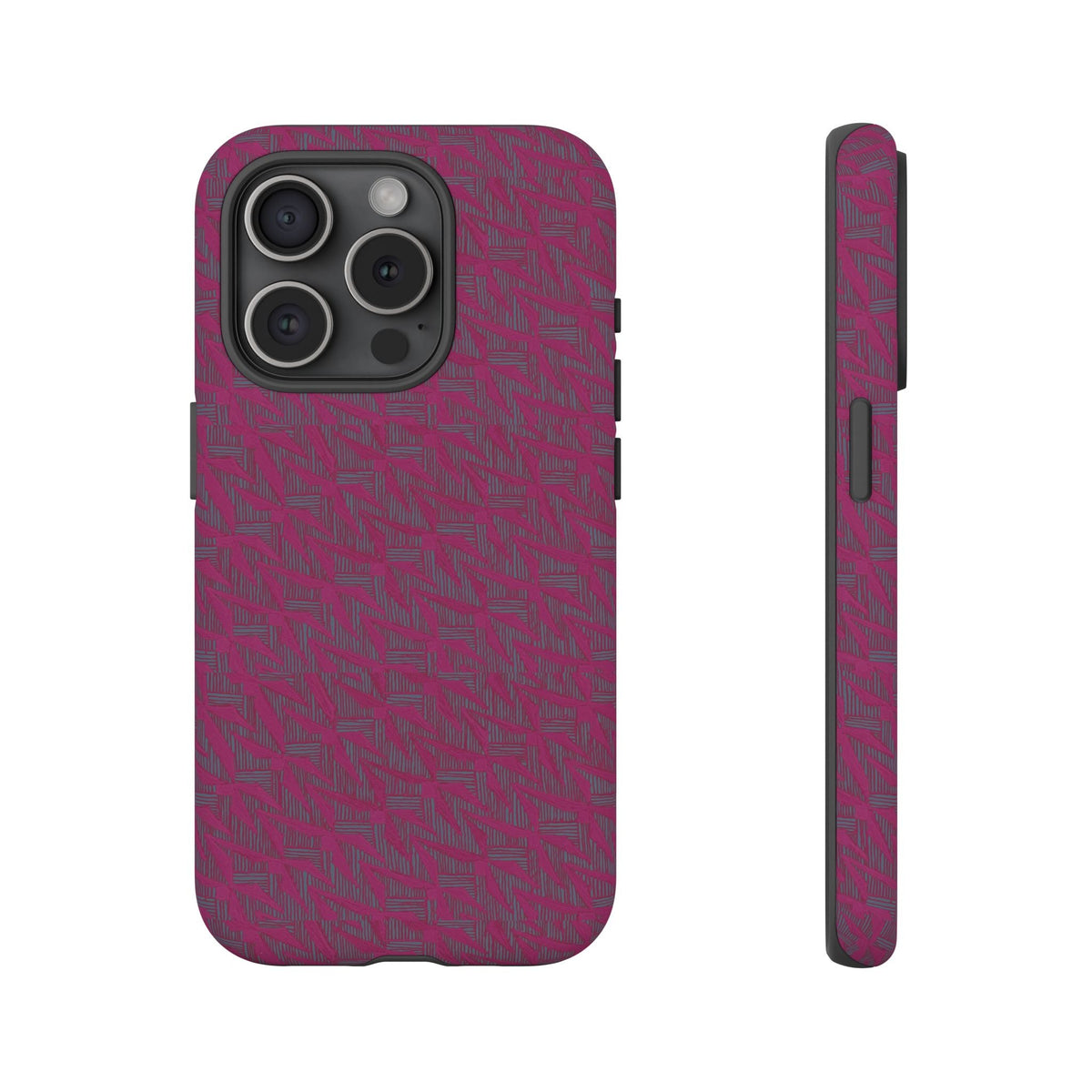 Pink Textured Tough Phone Case — Protective Slim iPhone Cover, durable wireless charging case