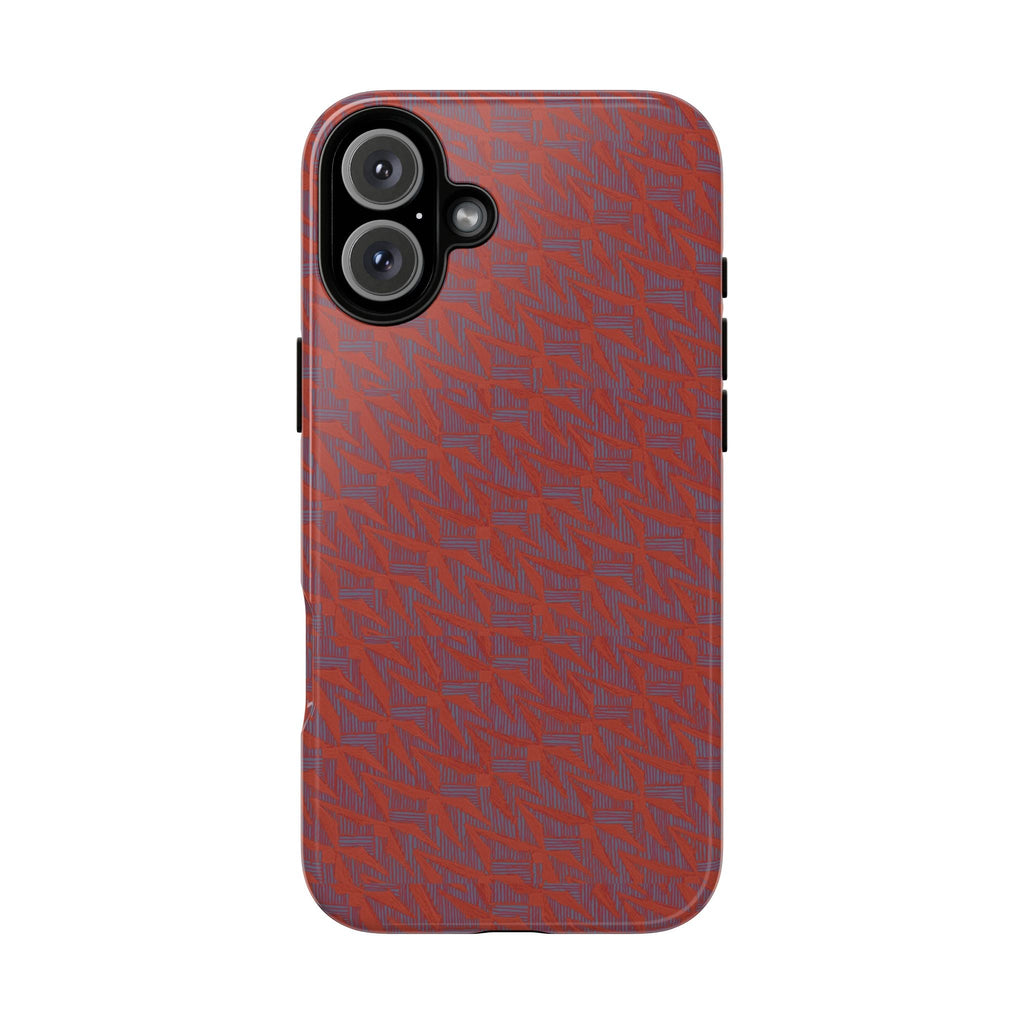 Red Pebble Texture Tough Phone Case — Rugged Shockproof iPhone Cover, wireless charging iphone 17 promax case with large camera bar opening