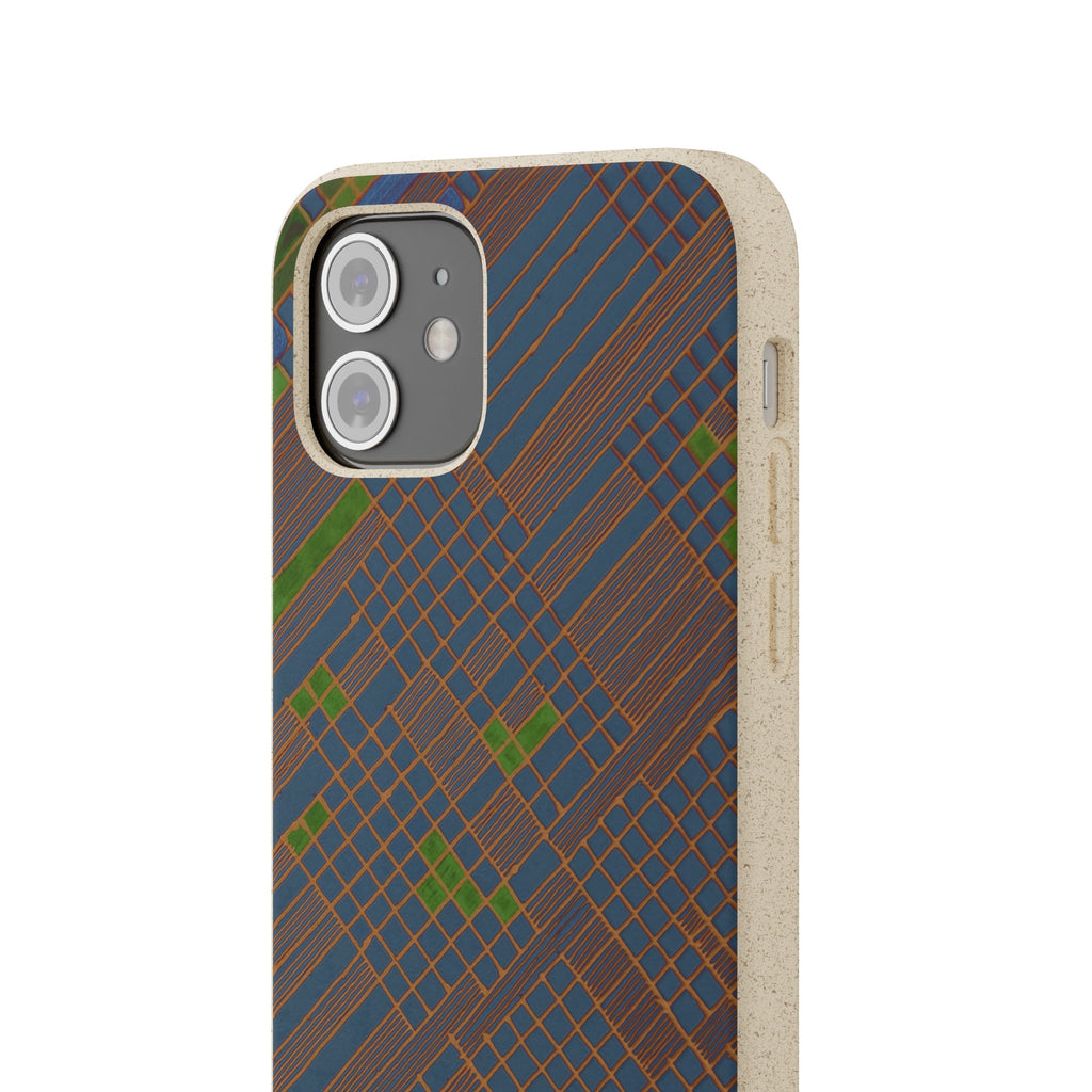 Biodegradable Phone Case — Earthy Geometric Plaid Eco-Friendly Cover, eco friendly phone case product image