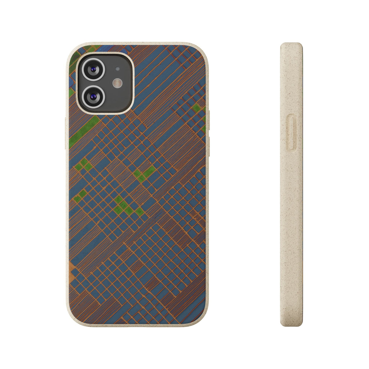 Biodegradable Phone Case — Earthy Geometric Plaid Eco-Friendly Cover, eco friendly phone case product image