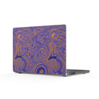 Marbled Purple & Orange Matte MacBook Case — Abstract Swirl Laptop Cover featuring a fluid design that blends deep purples and warm copper tones, ideal for a stylish matte MacBook cover.
