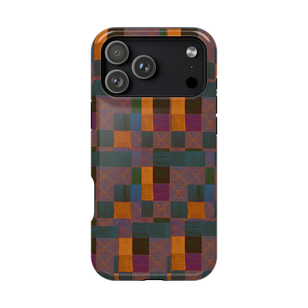 Impact-Resistant Phone Case — Retro Checkerboard Pattern, Fractyl wireless charging iphone 18 pro case with a bold checkerboard print designed for stylish phone protection.