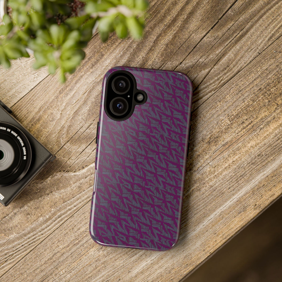 Shockproof Iphone 17 Pro Cover, Purple Geometric Dual-Layer TPU Case, UV-Protected