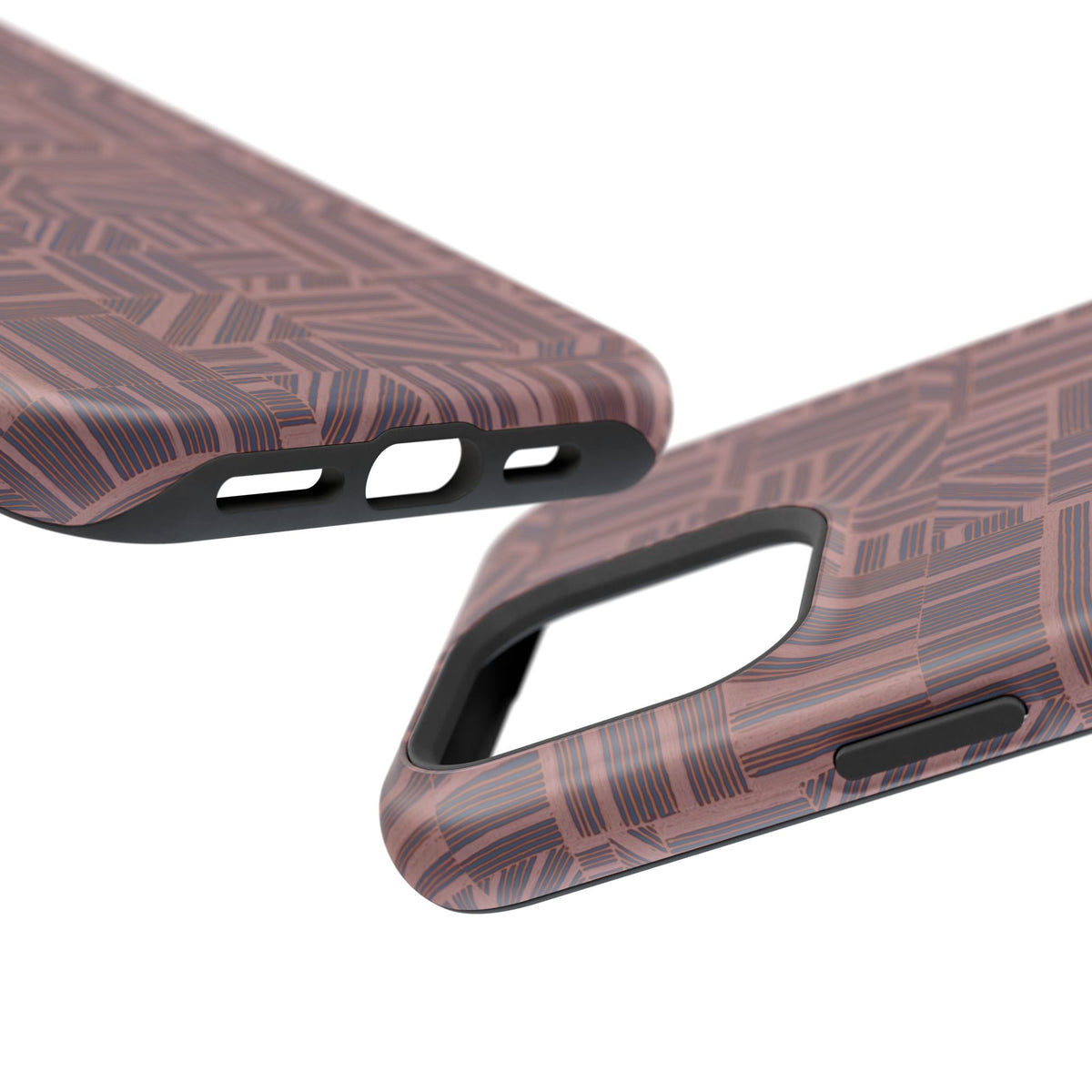 Impact Resistant Iphone 17 Pro Max Case - MagSafe Dual-Layer Geometric Brown Design